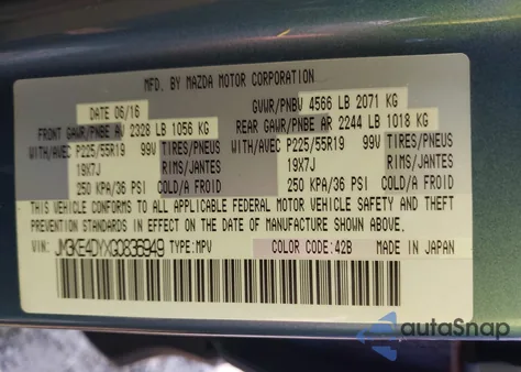 2016 Mazda Cx-5 Grand Touring from USA, damaged, VIN JM3KE4DYXG0836949